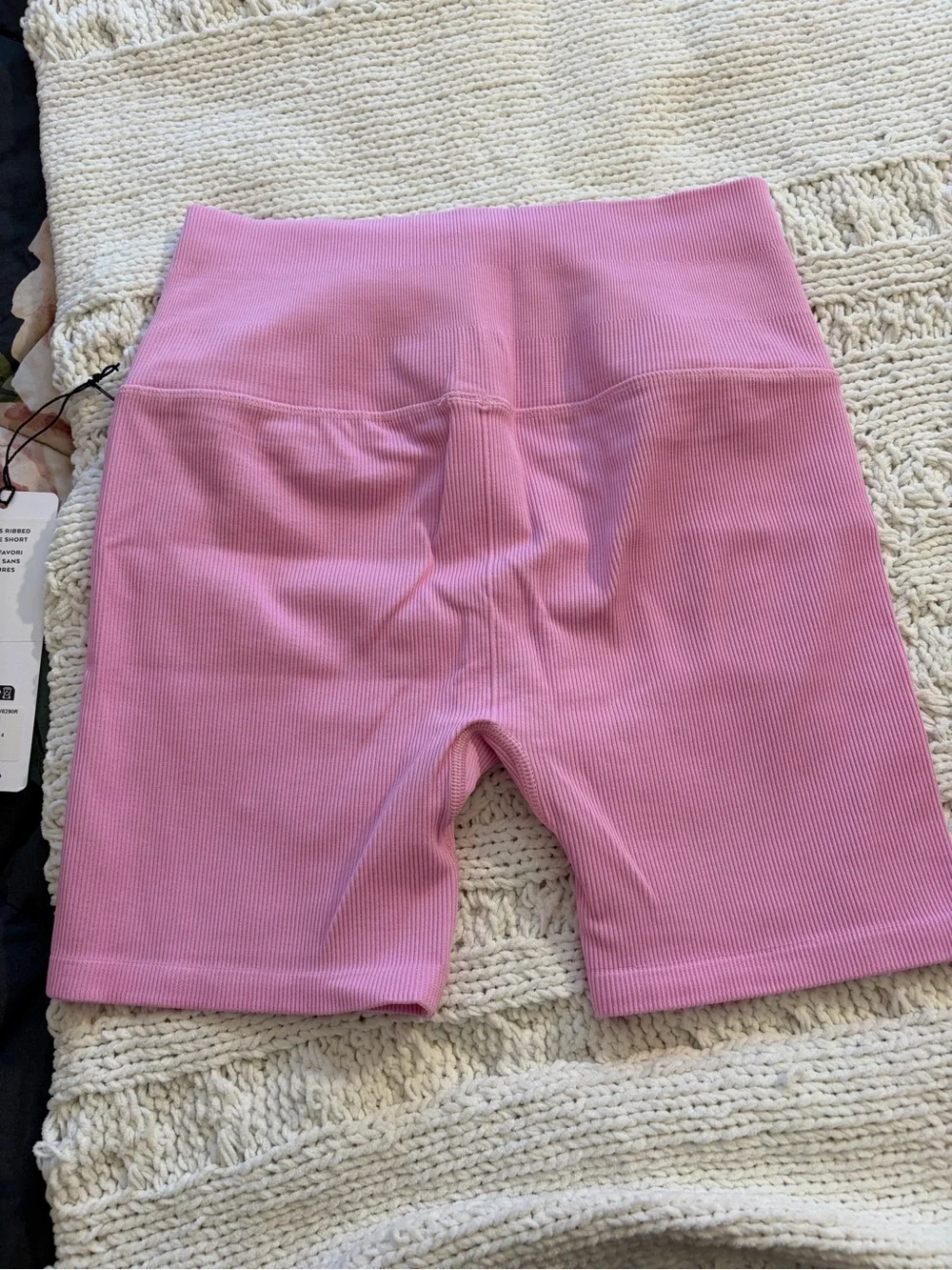 ALO Yoga Ribbed Athletic Shorts in Heart Pink - Picture 2 of 6